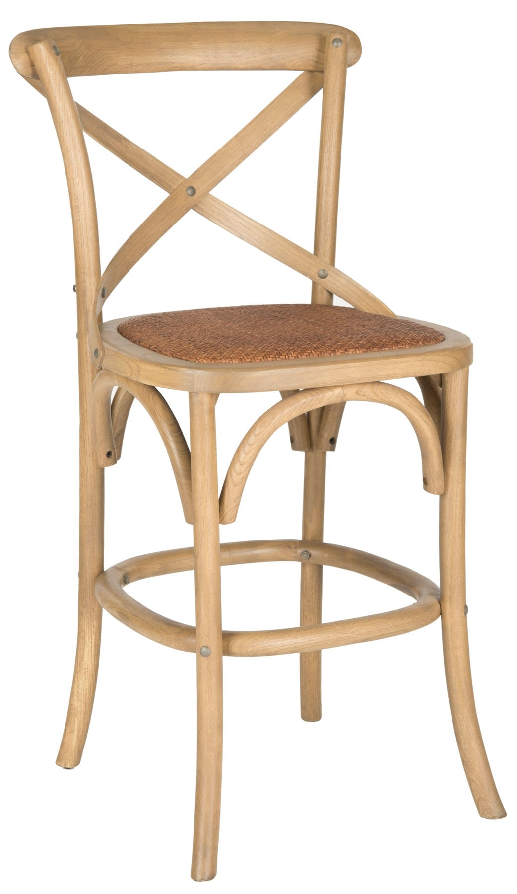 Franklin X Back Counter Stool - Weathered Oak/Medium Brown - Safavieh - Image 1