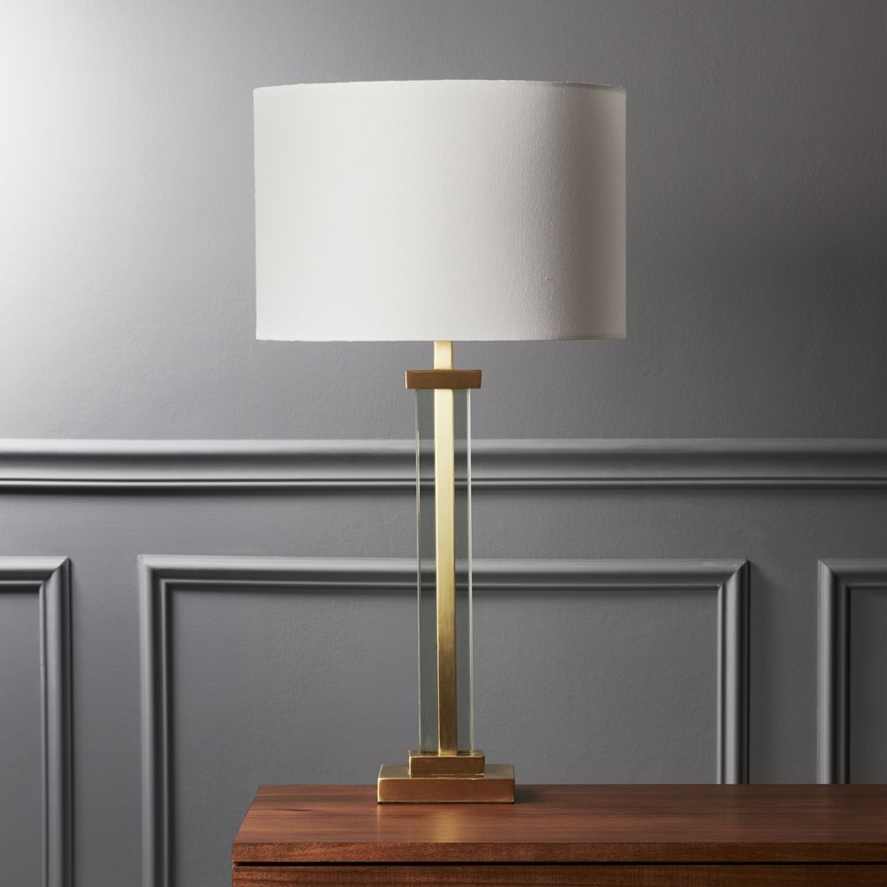 Panes Glass and Brass Table Lamp - Image 1
