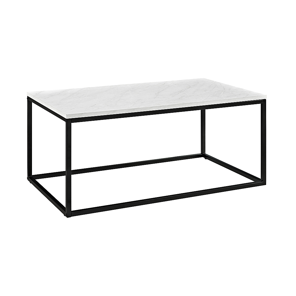 Lowell Open Box Frame Mixed Material Coffee Table - Faux White Marble - Image 2