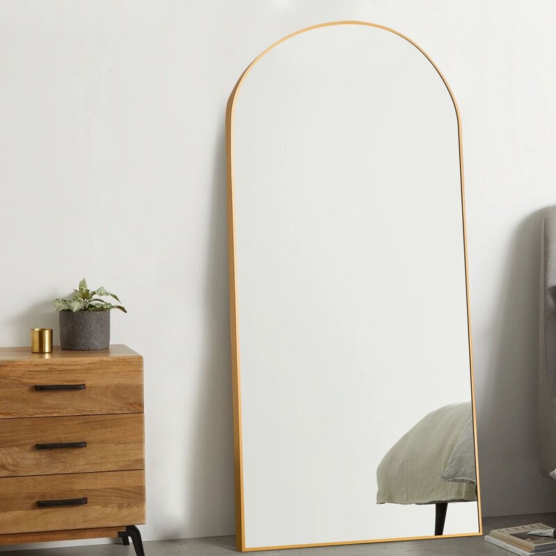 Arch Floor & Full Length Gold Framed Wall Mirror - Image 1