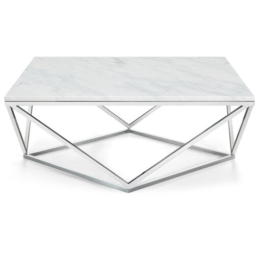 Robeson Marble Coffee Table-Chrome - Image 1