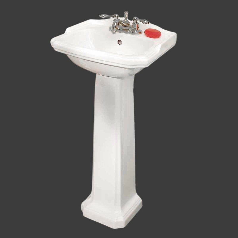 19355 Cloakroom Vitreous China 19" Pedestal Bathroom Sinks with Overflow - Image 2