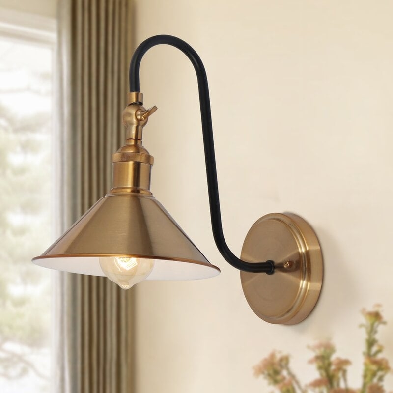Koben Plug-In Golden/Black Armed Sconce - Image 0