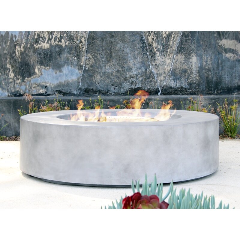Rashid 12" H Fiber Reinforced Concrete Outdoor Fire Pit Table - Image 2