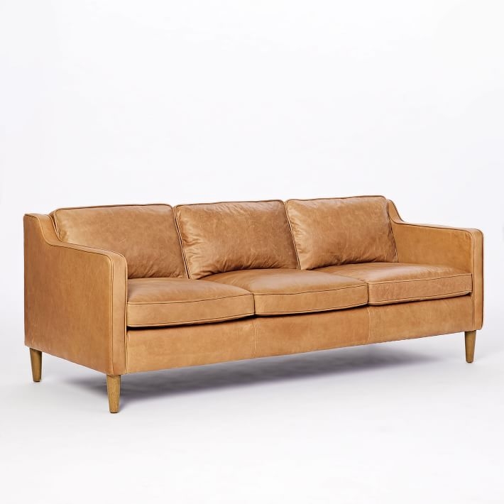 Hamilton Leather 3-Seater Sofa, Burnt Sienna - Image 1