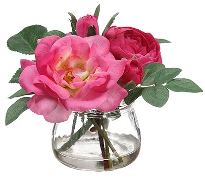 Edge Hill Silk Roses Centerpiece in Glass Vase - Image 0