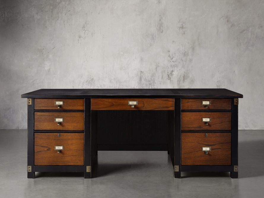 Telegraph 78" Executive Desk in Spencer Brown Wood - Image 1