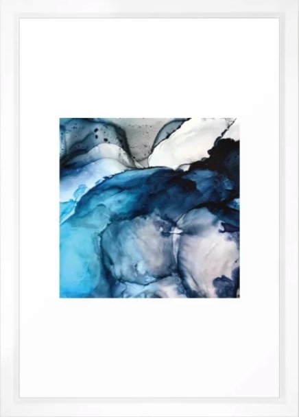 Blue Tides - Alcohol Ink Painting Framed Art Print - 20"x26" - Image 0