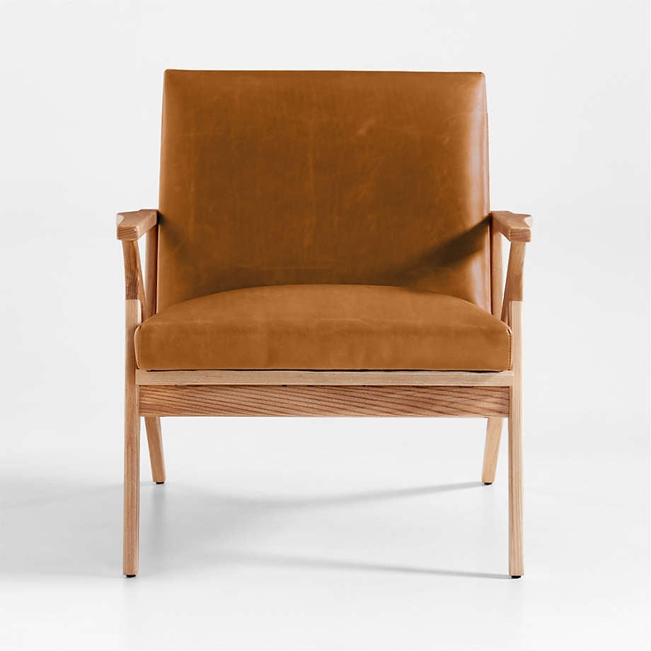 Cavett Ash Wood Leather Chair, Libby Camel - Image 0