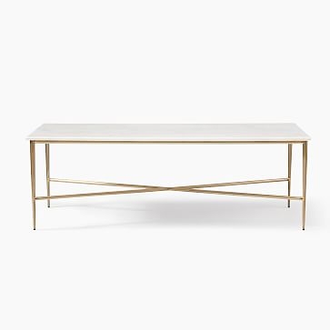 Neve Rectangle Coffee Table, White Marble - Image 2