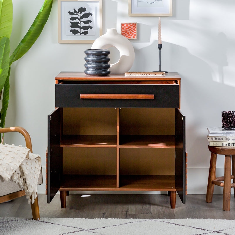 Anderson 32" Chevron Wood Detail Accent Cabinet - Black/Brown - Image 2