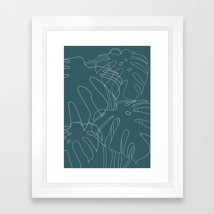 Monstera No2 Teal - Vector White - Image 0