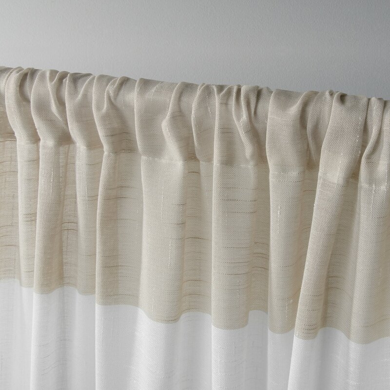 Plant City Striped Sheer Rod Pocket Curtain Panels (Set of 2) in Beige 108" - Image 1