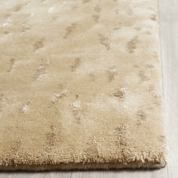 Tibetan Hand-Knotted Wool/Cotton Light Beige Area Rug - Image 1