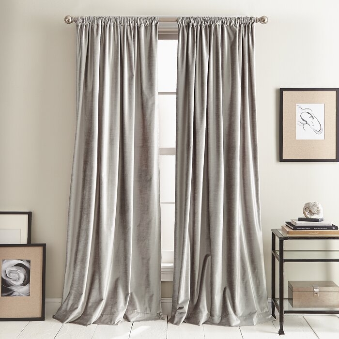 Modern Knotted Cotton Blend Solid Room Darkening Rod Pocket Curtains - 108" - Image 0