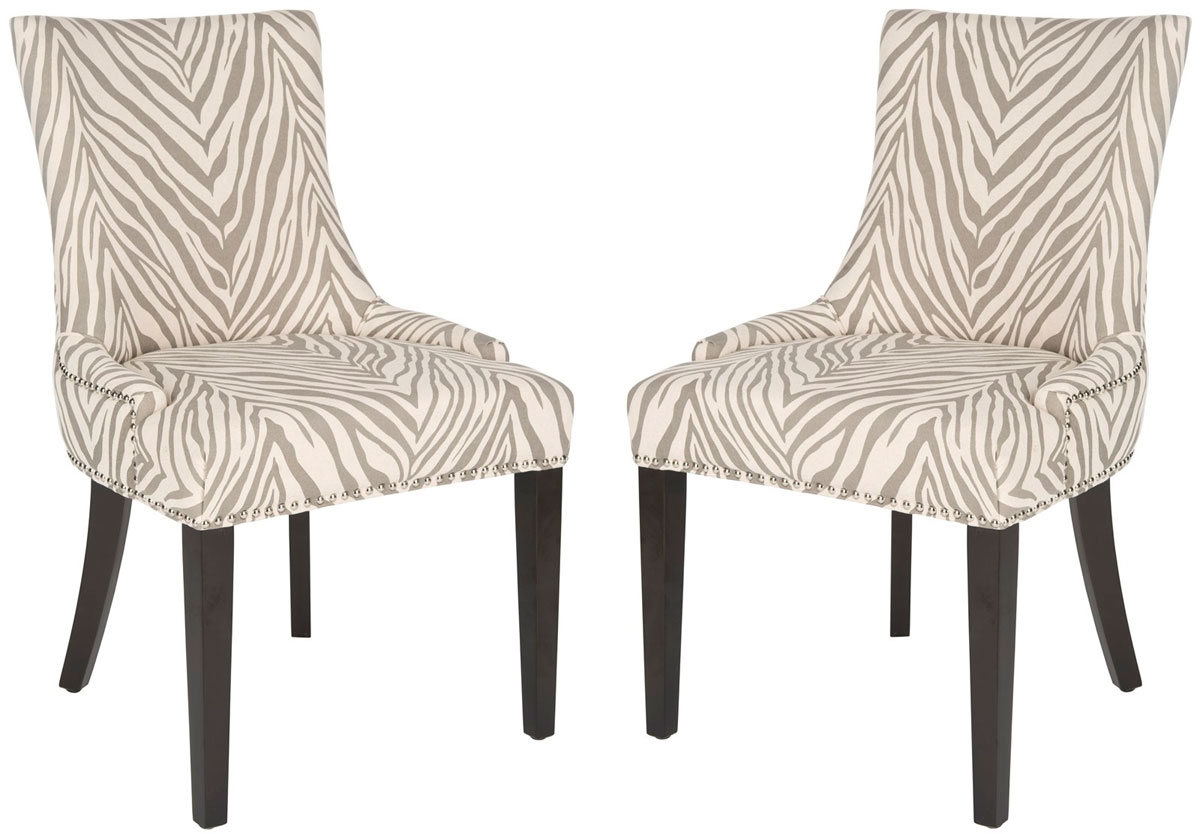 Lester 19''H Dining Chair (Set Of 2) - Silver Nail Heads - Grey Zebra/Espresso - Arlo Home - Image 0