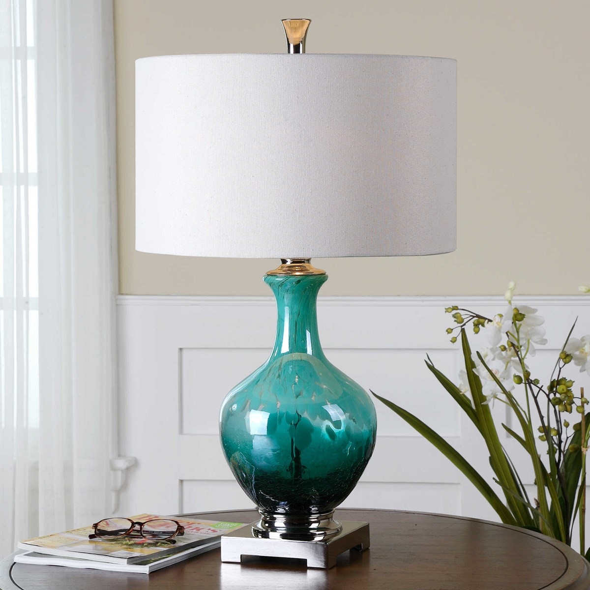 Yvonne Green Blue Glass Table Lamp - Image 2