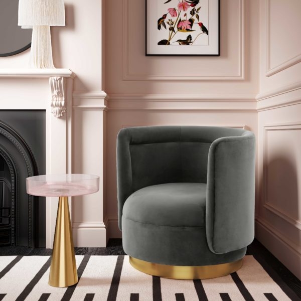 Remy Dark Grey Velvet Swivel Chair - Image 1