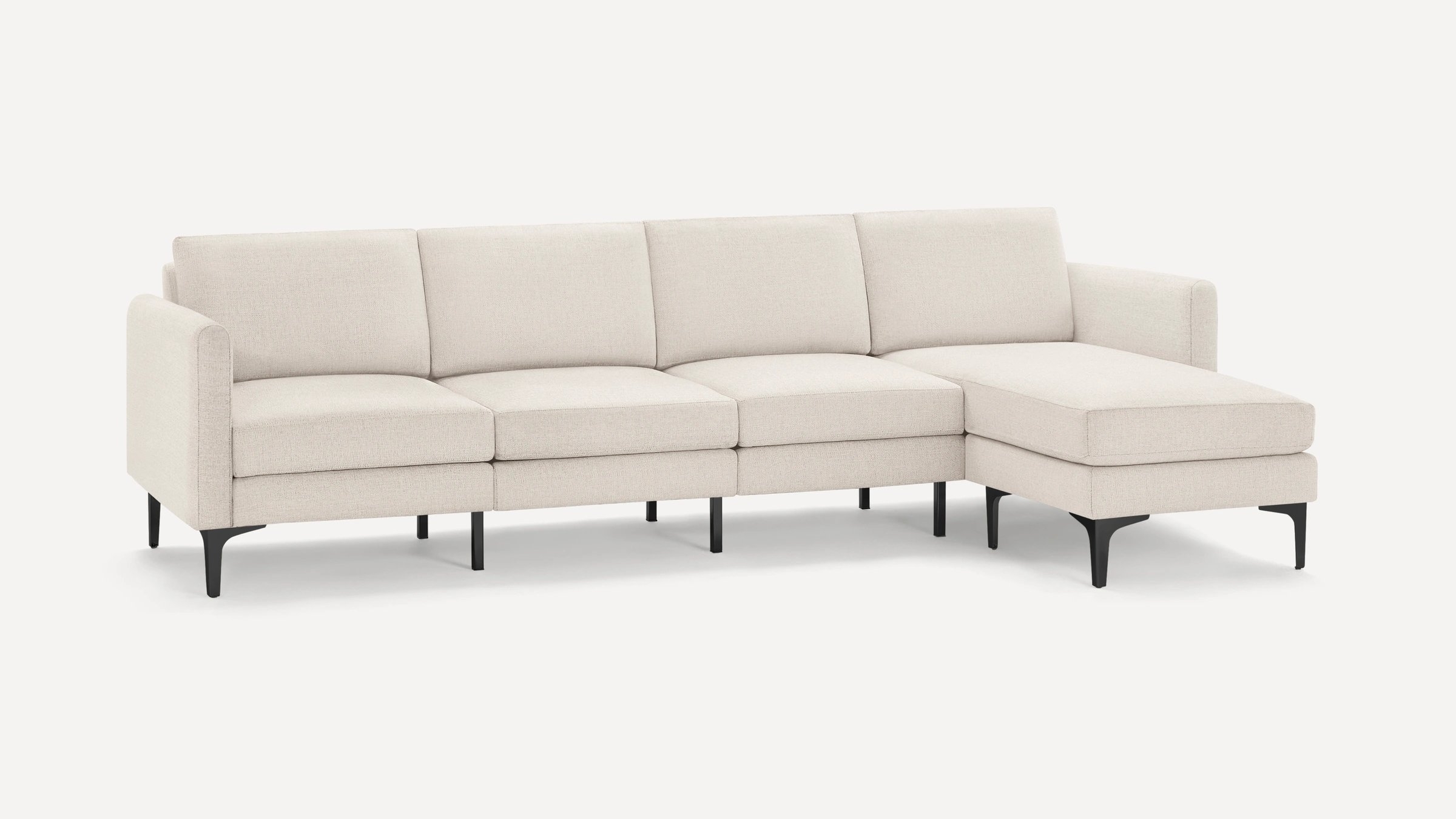 Nomad King Sectional in Ivory, Black Metal Legs - Image 0