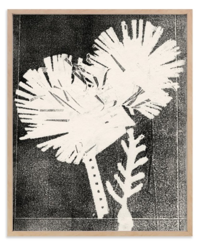 paper flowers 2 - standard edges, raw wood frame - Image 0