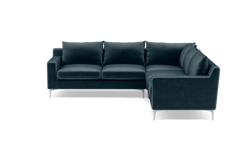 Sloan Corner Sectional with Blue Sapphire Fabric and chrome legs - Image 0