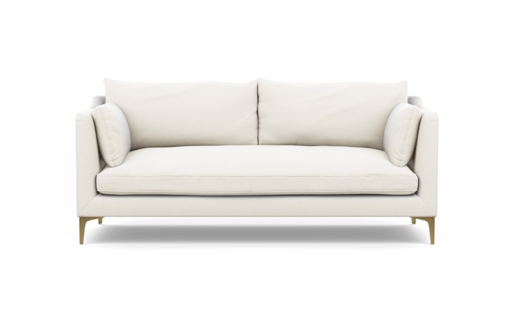 Caitlin by The Everygirl Sofa in Ivory Heavy Cloth Fabric with Brass Plated legs - 83" - Image 0