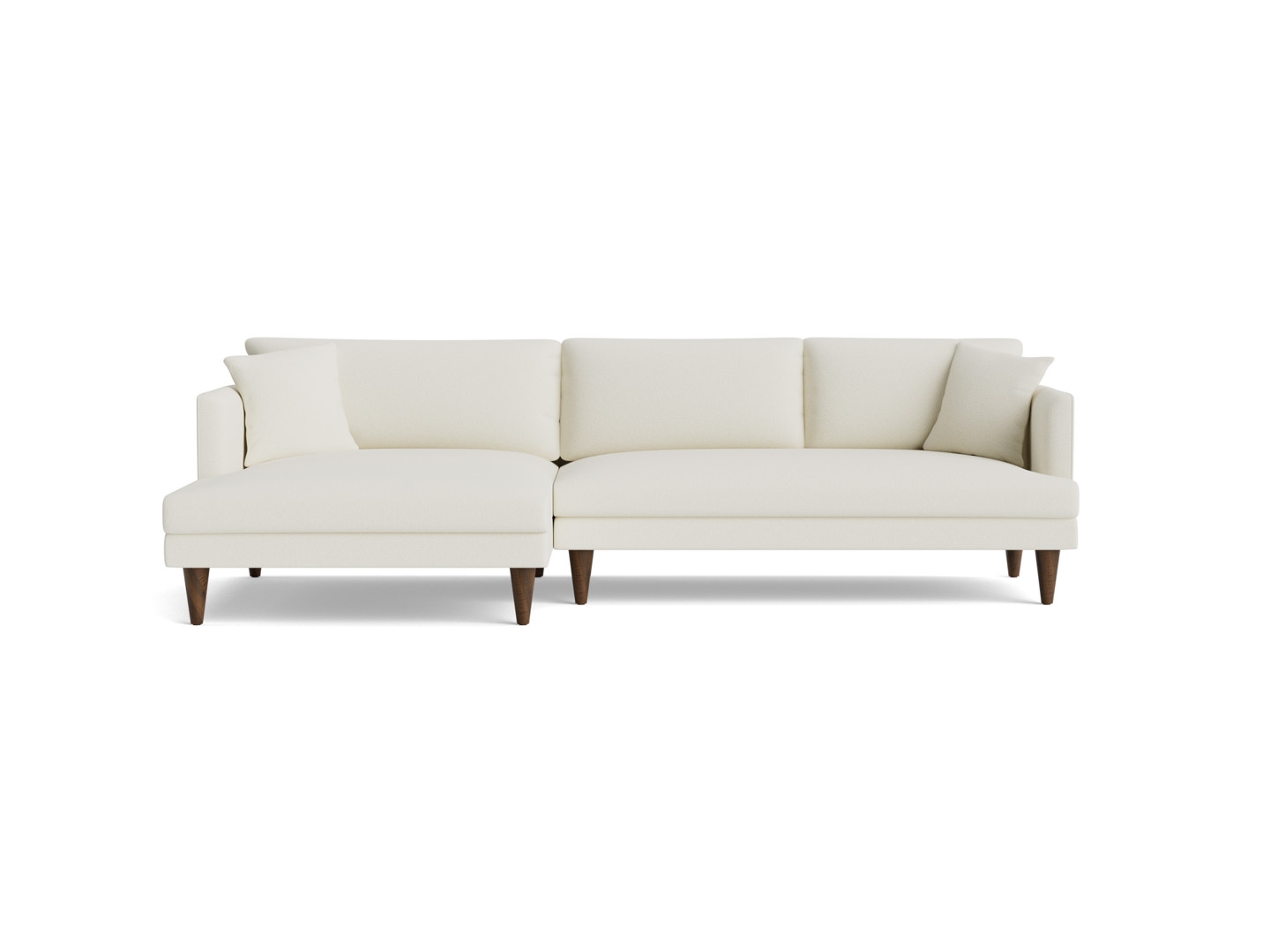 White Lewis Mid Century Modern Sectional - Tussah Snow - Mocha - Left - Cone - Image 0