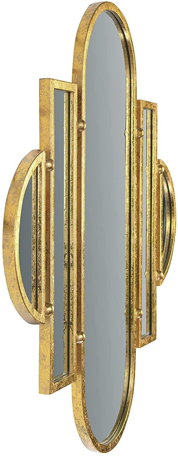 Art Deco 5-Part Wall Mirror With Gold Finish - Image 2