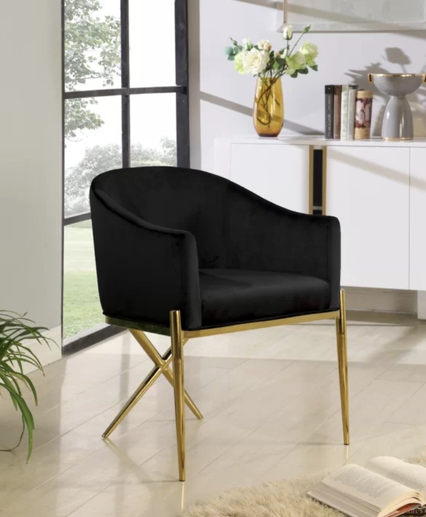 Cesar Upholstered Dining Chair- Black - Image 0
