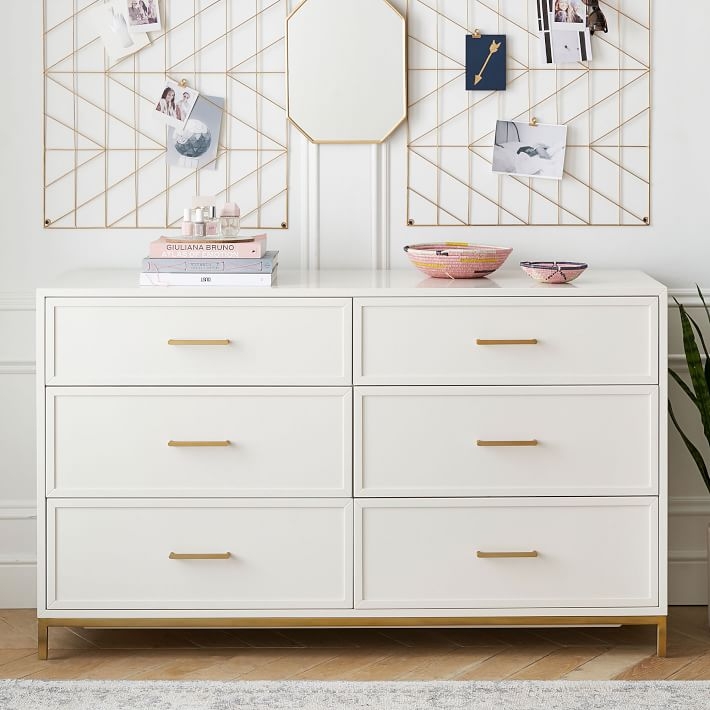 Blaire 6-Drawer Wide Dresser, Lacquered Simply White - Image 4