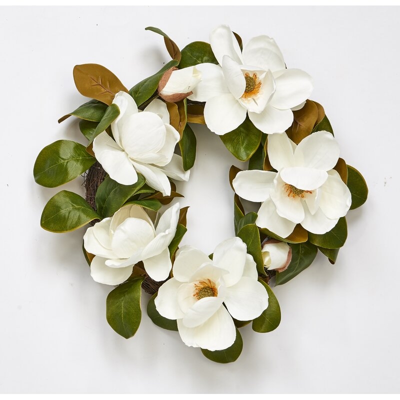 22" Magnolia Flower Wreath - Image 0