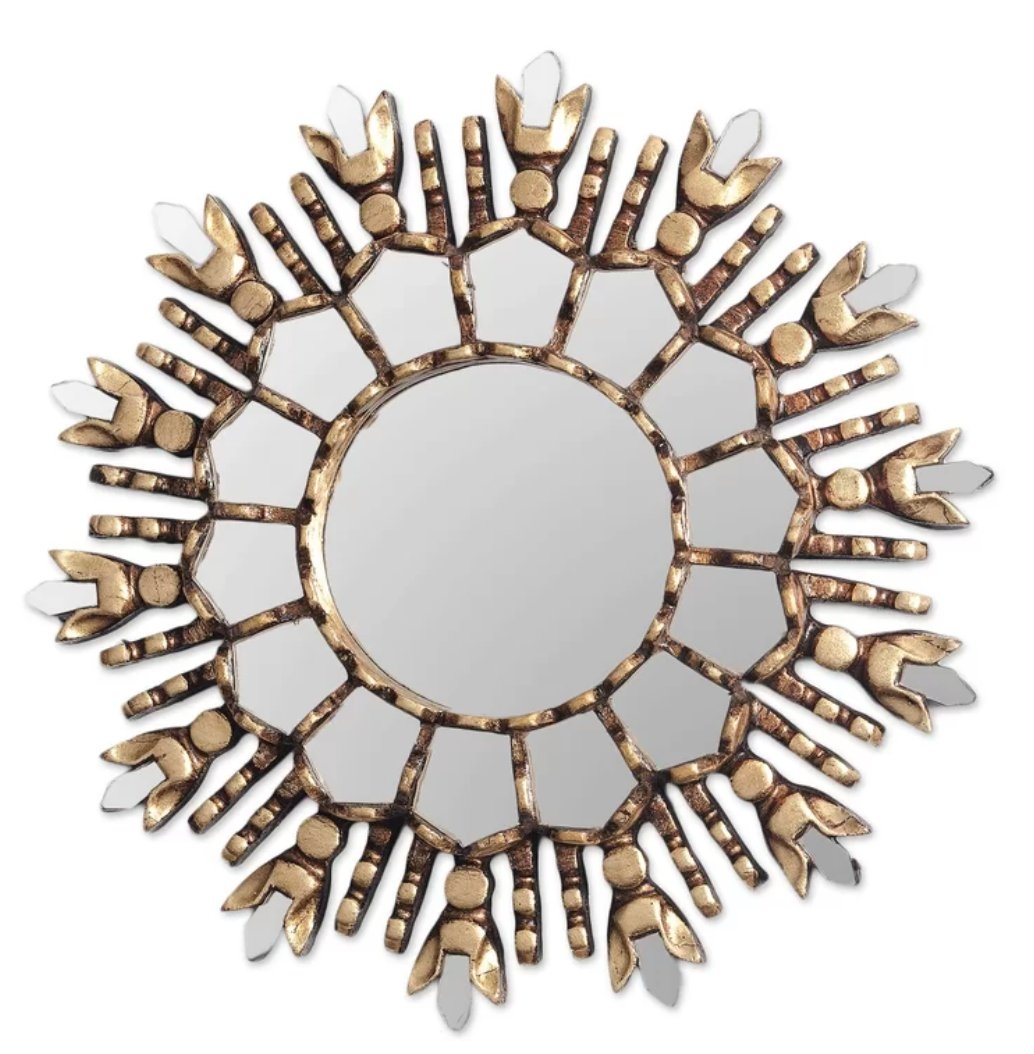 Stansted King of Gilded Cedar Wood Wall Mirror - Image 1