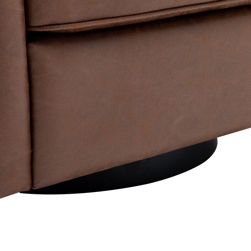 Kiersten 28.7" W Faux Leather Swivel Barrel Chair - Image 2