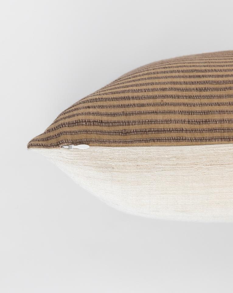 Devin Silk Stripe Pillow Cover, Down Insert, 14" x 20" - Image 1