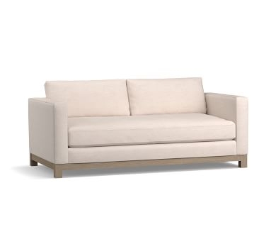 Jake Upholstered Sofa 85" with Wood Legs, Polyester Wrapped Cushions, Performance Heathered Tweed Desert - Image 4