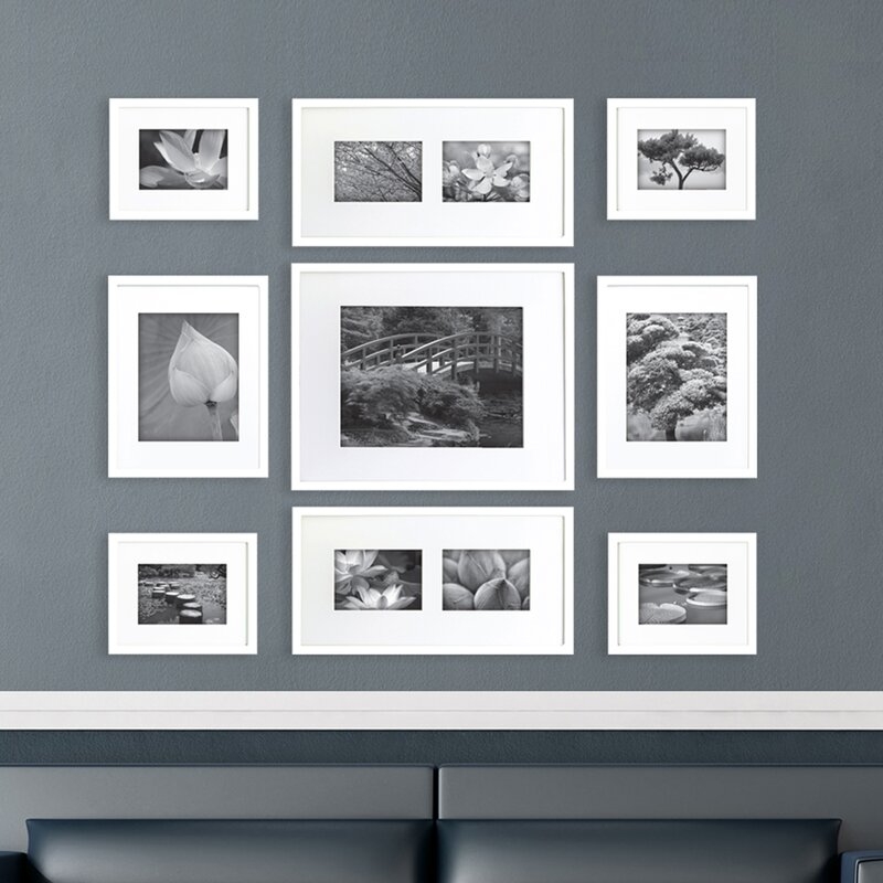 9 Piece Louvois Picture Frame Set, White - Image 0