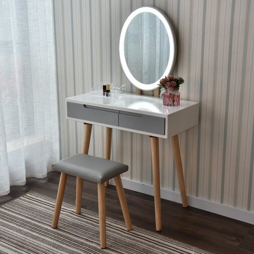 Howey Vanity Set with Stool and Mirror - Image 0