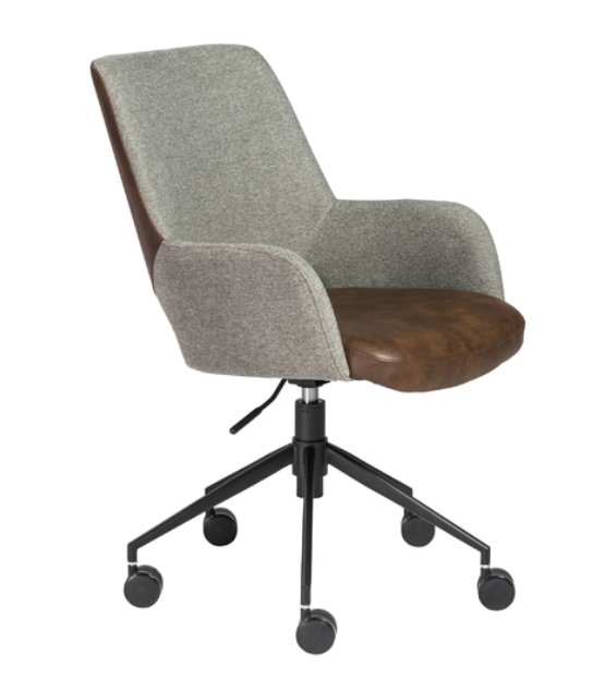 RANDY OFFICE CHAIR, GRAY AND BROWN - Image 3