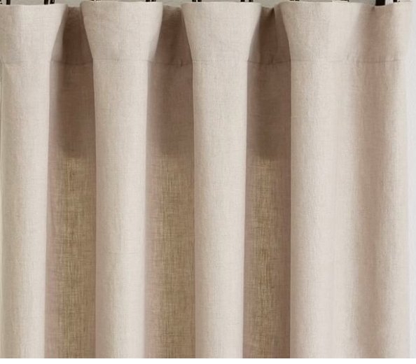 Custom Belgian Flax Linen Curtain, 96 x 50", Classic Ivory - Image 0