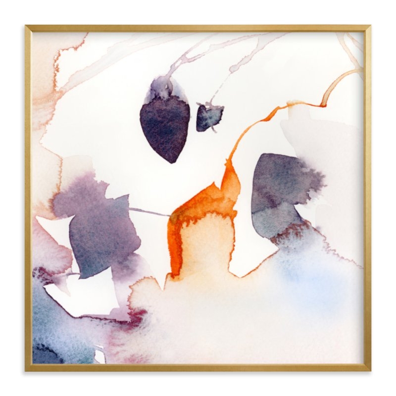 Watercolor Abstract Flora Series : Fall 1 gold frame - Image 0