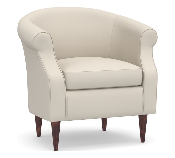 SoMa Lyndon Upholstered Armchair, Polyester Wrapped Cushions, Cream Twill - Image 0