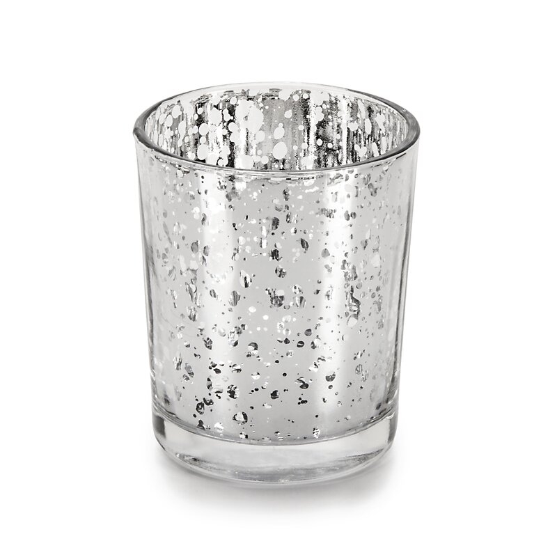Rhinestone Trim Small Mercury Glass Votive Holder, set of 12 - Image 0