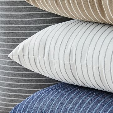 Sunbrella Indoor/Outdoor Striped Lumbar Pillow, Smoke, 12"x21" - Image 1