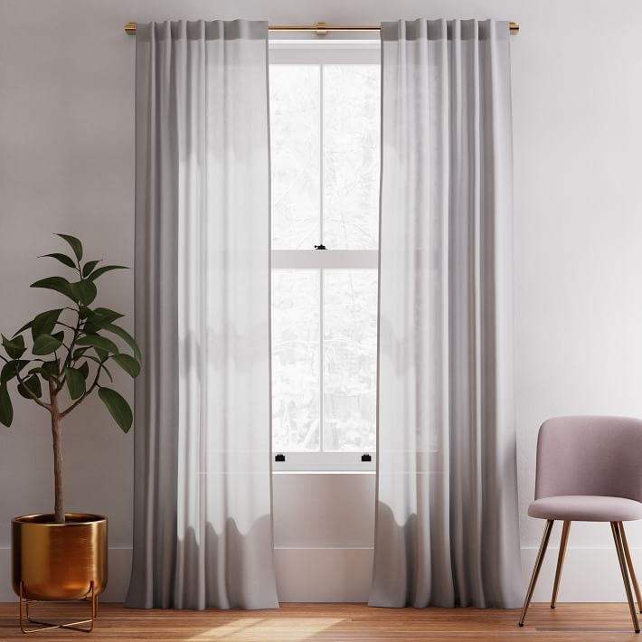 Sheer Belgian Linen Curtain Stone Gray 48"x108 - Image 0