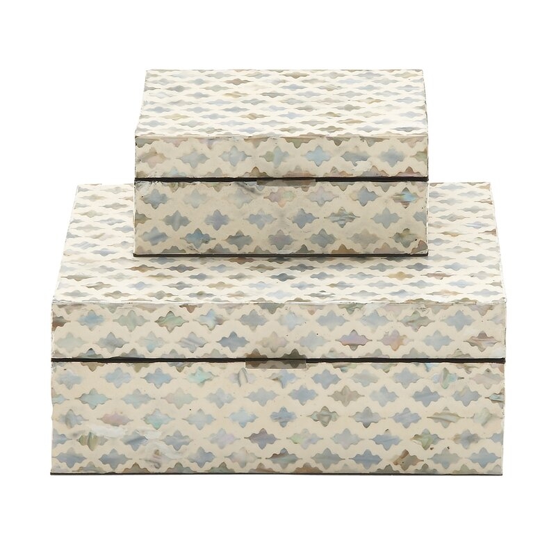 Marea 2 Piece Mother of Pearl Inlay Decorative Box Set by Dakota Fields - Image 0