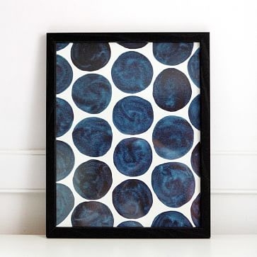 Pauline Stanley Studio Wall Art, Blue Dots, Wood Frame, Blue &amp; White - Image 1