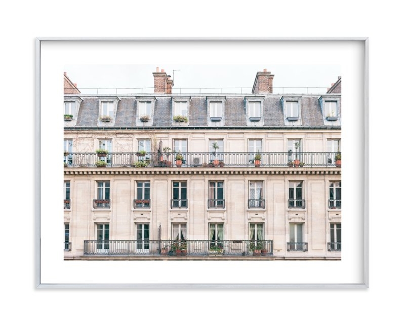 Days In Paris - 18" x 24"- Crema - brushed silver frame, white border - Image 0