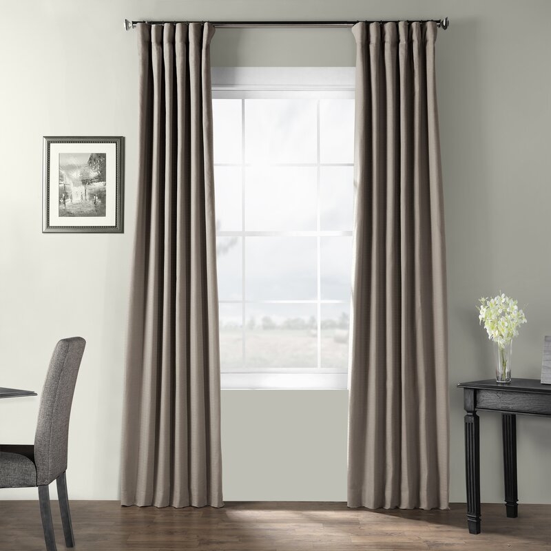 Bone Bark Weave Solid Room Darkening Rod Pocket Single Curtain Panel - stardust gray - Image 0