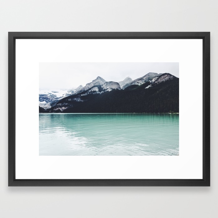 Lake Louise Reflections Framed Art Print- 20" X 26"- Vector Black - Image 0