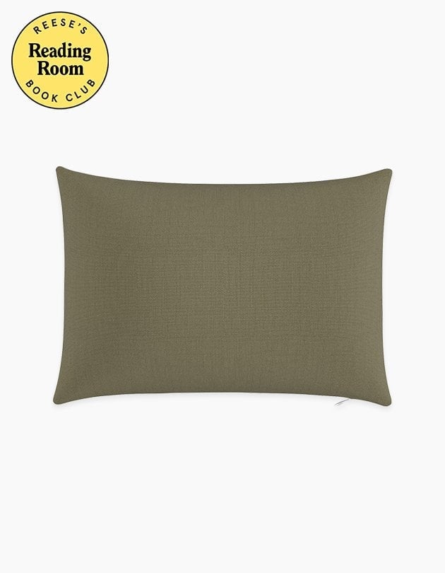 Olive Linen Throw Pillow - 14" x 20" - Image 0